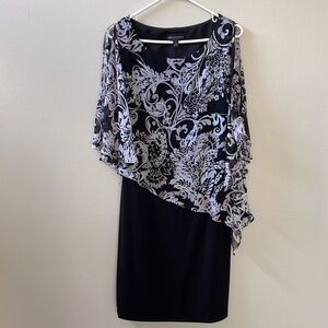 Connected Apparel A-Line Women's Black Dress with Paisley & White Shall Sz 8